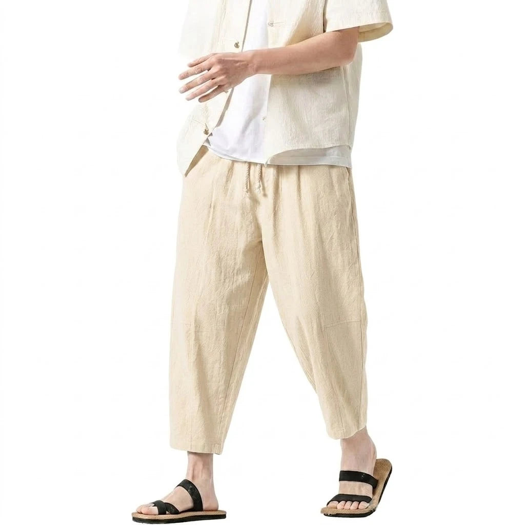 Men's Linen-Style Harem Pants – Lightweight, Loose & Comfortable**

Stay cool and comfortable with these men's lightweight harem pants, designed for warm-weather wear, casual outings, workouts, and everyday streetwear.

* L
