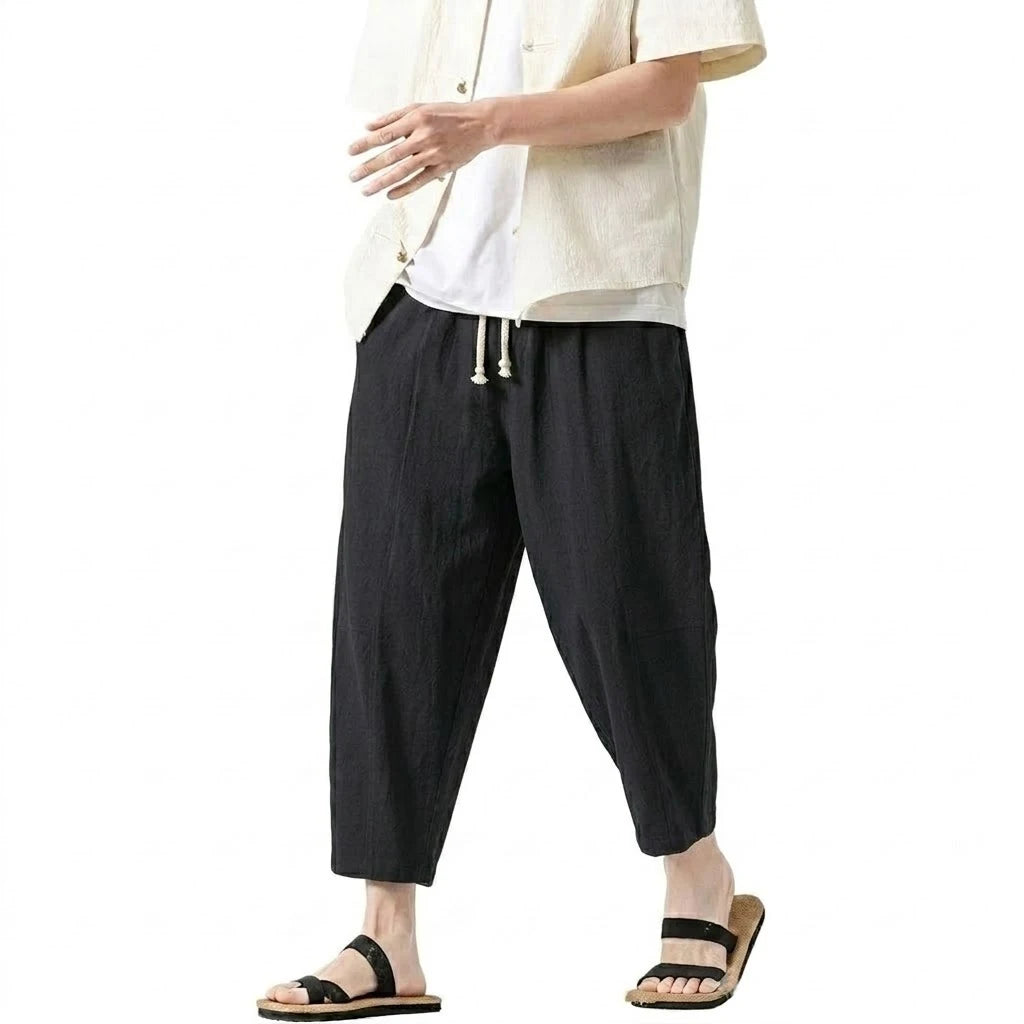 Men's Linen-Style Harem Pants – Lightweight, Loose & Comfortable**

Stay cool and comfortable with these men's lightweight harem pants, designed for warm-weather wear, casual outings, workouts, and everyday streetwear.

* L
