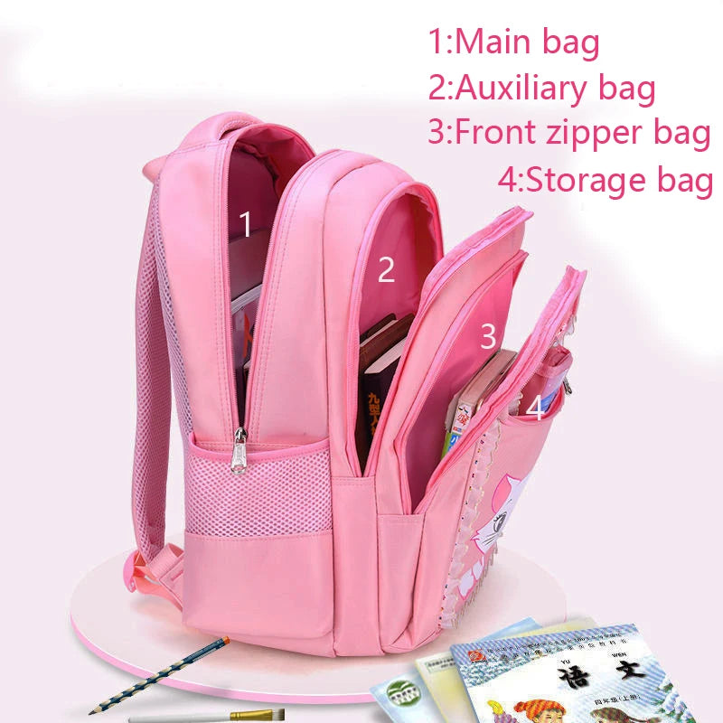 Children Backpack Pink Cute Cat Kindergarten Kid School Bag Backpack Girl Student Teenagers Waterproof Primary Bookbag SchoolBag