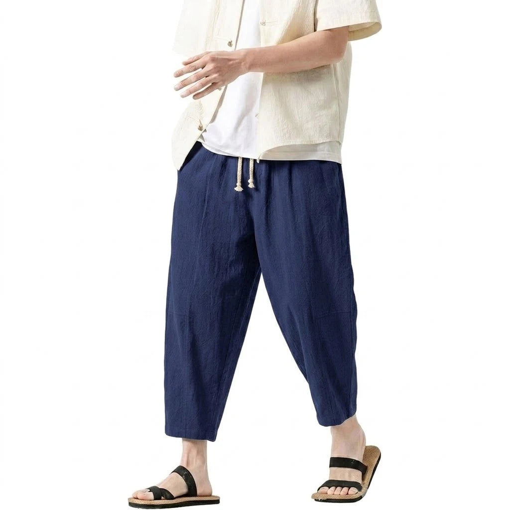 Men's Linen-Style Harem Pants – Lightweight, Loose & Comfortable**

Stay cool and comfortable with these men's lightweight harem pants, designed for warm-weather wear, casual outings, workouts, and everyday streetwear.

* L