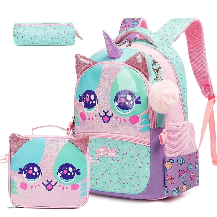 Kids Backpacks for Girls School Bag with Lunch Box School Backpack for Girls Set Cute Bookbag for Kindergarten