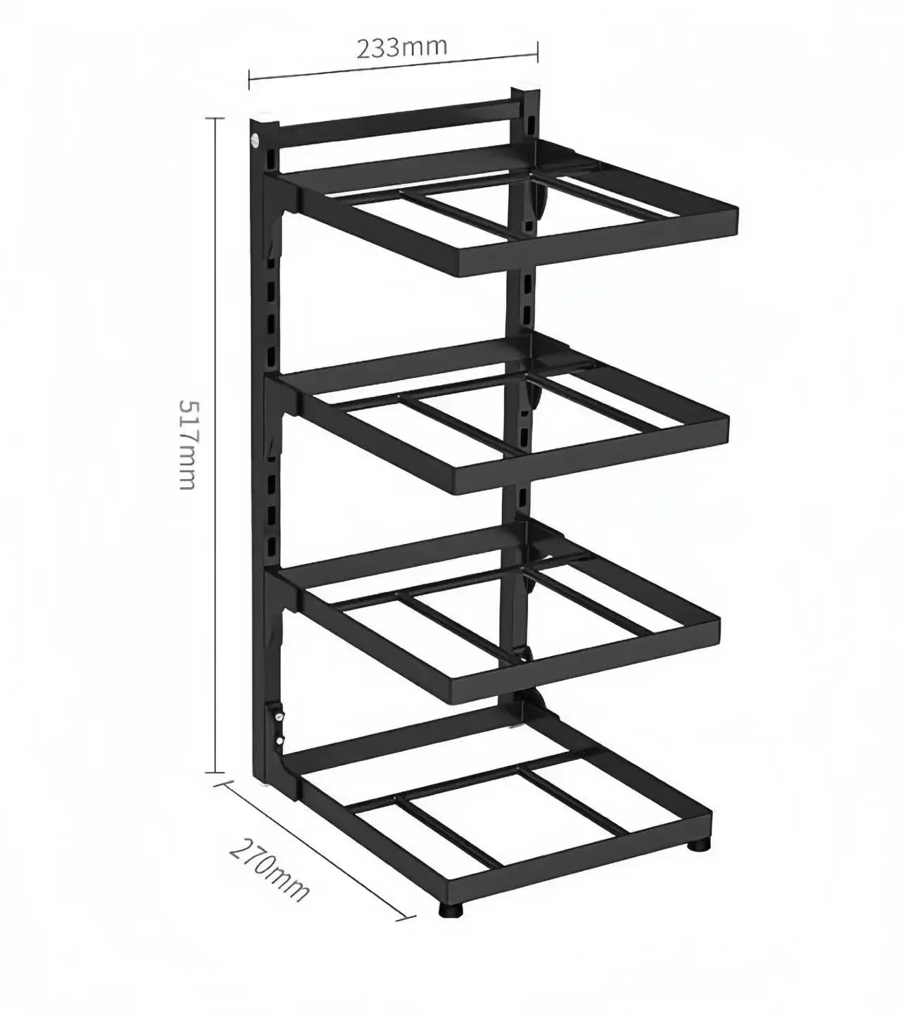 4-Tier Adjustable Kitchen Cookware Storage Rack Space Saving Pot Holder Under Sink Countertop Organizer For Household Kitchen
