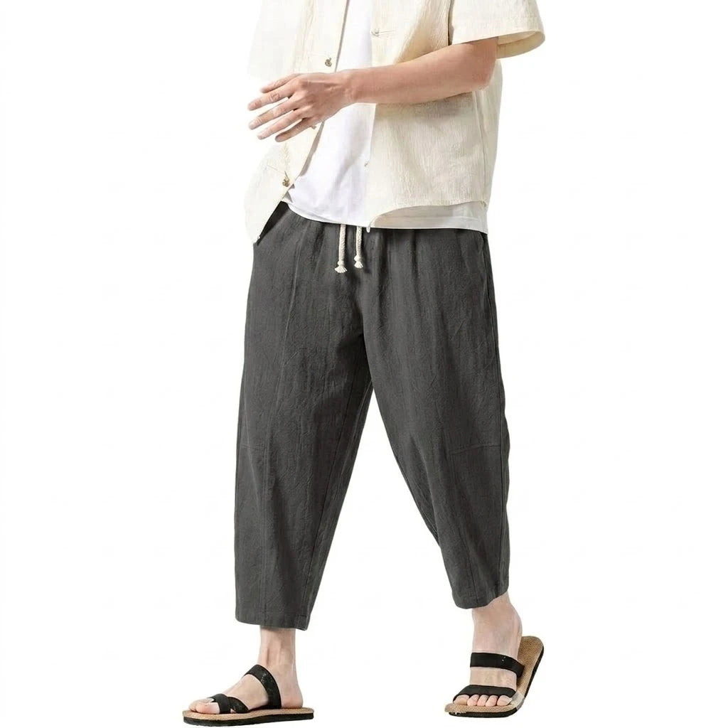Men's Linen-Style Harem Pants – Lightweight, Loose & Comfortable**

Stay cool and comfortable with these men's lightweight harem pants, designed for warm-weather wear, casual outings, workouts, and everyday streetwear.

* L