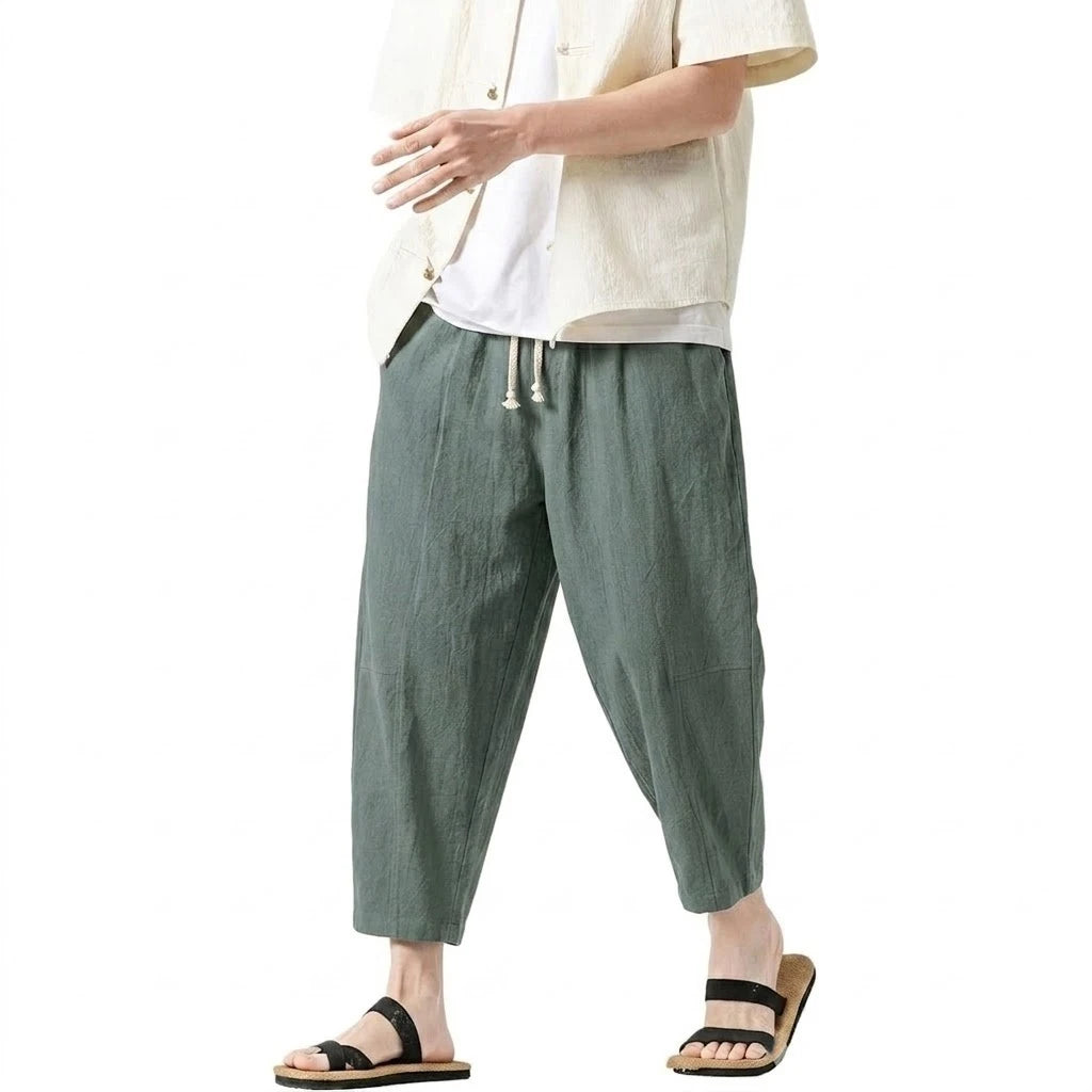 Men's Linen-Style Harem Pants – Lightweight, Loose & Comfortable**

Stay cool and comfortable with these men's lightweight harem pants, designed for warm-weather wear, casual outings, workouts, and everyday streetwear.

* L